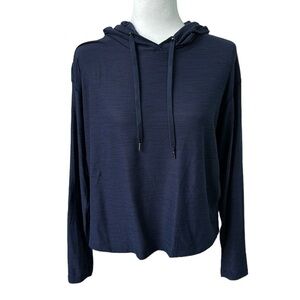 Breathe On Navy Blue Crop Light Hoodie Size Medium